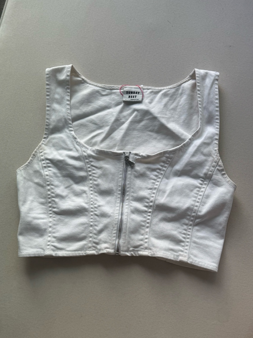 Sunday Best White Denim Vest